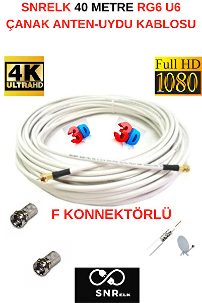SNRELK 40 METRE RG6 U6 FULL HD 3D-4K TV-ÇANAK-UYDU-LNB KABLOSU ( F KONNEKTÖRL...
