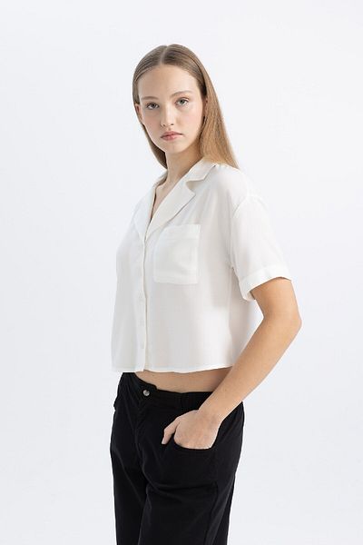 DeFacto Cămașă cu mânecă scurtă cu guler de pijama Cool Oversize Fit C3751ax24sp