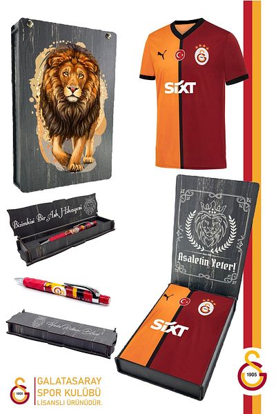 Galatasaray قميص مشجعي المنزل الأصلي 2024/2025 قطعة + قلم هدية مع صندوق خشبي بتصميم مخصص