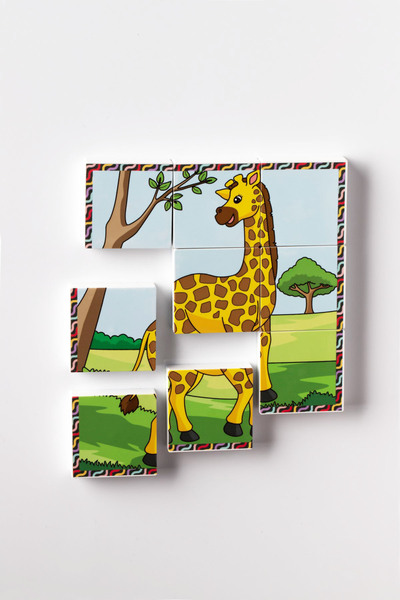 KÜPSS Manyetik Blok Çift Taraflı 9 Parçalı Mıknatıslı Puzzle 2 Görsel Zürafa-Fil YapBoz