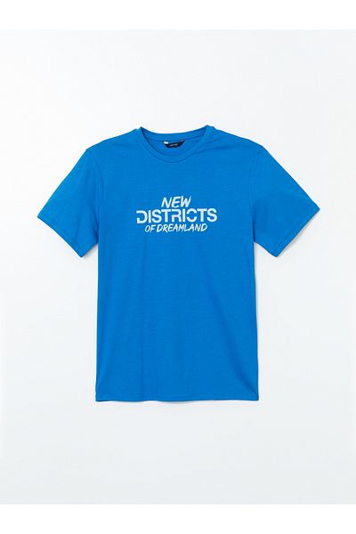 LC Waikiki Tricou pentru bărbați din bumbac pieptănat cu mânecă scurtă cu decolteu