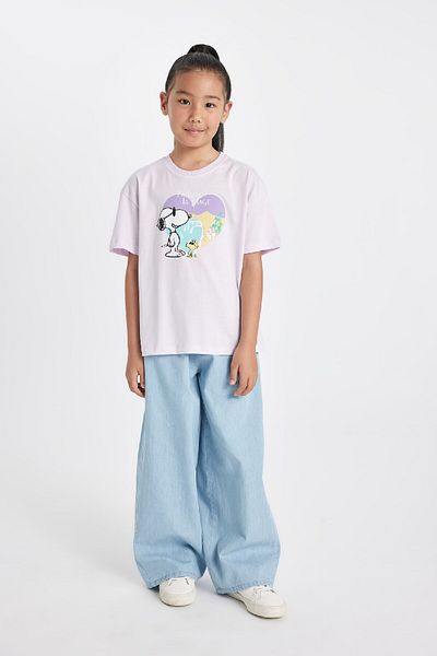 DeFacto Snoopy Patterned Girl's T-Shirt - Relax Fit, Crew Neck, Short Sleeve C4841A824Sm