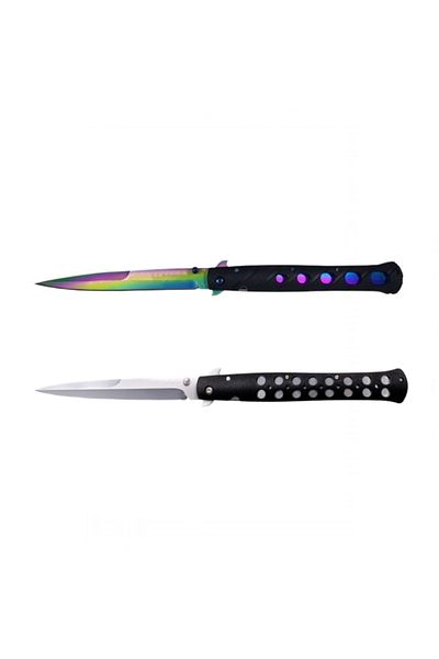 Depox Set Of Two Stiletto Knives, Lockable Blade, Belt Clip, 33 Cm