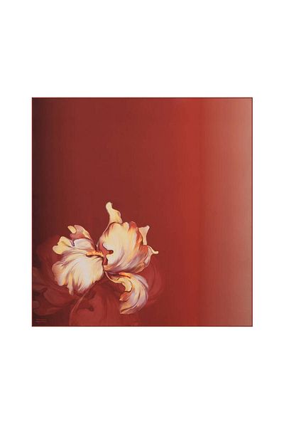 Bursa İpek Burgundy Irises Pattern Twill Silk Scarf