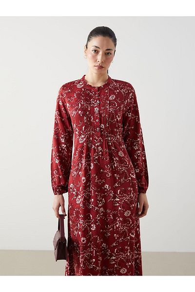 LC Waikiki Classic Crew Neck Patterned A-Line Women's Dress