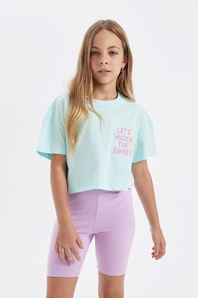 DeFacto Dívčí tričko s potiskem Crop Crew Neck C4506A824SM