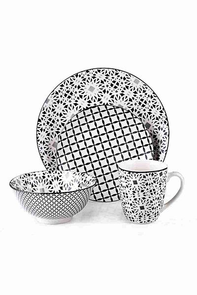 Alpina 16-piece gray dining set plate set