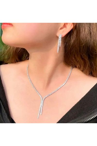 Mihra Aksesuar Necklace Earrings Set