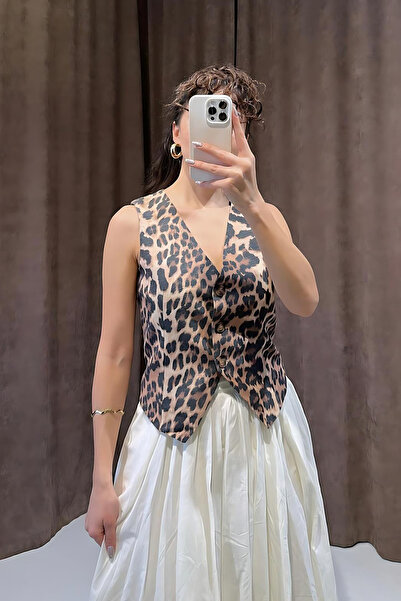 Damla Demli Leopard Print Vest