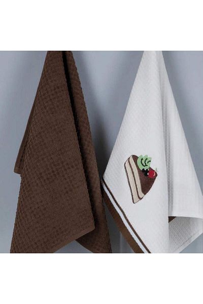 MAXSTYLE Browni Кухненски кърпи от памук, 2 броя, 40x60 см, бяло-кафяви