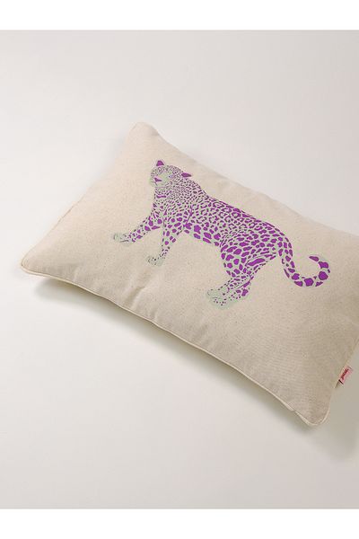 Galia Tasarım Safari Leopard Linen Print Throw Pillow Cover