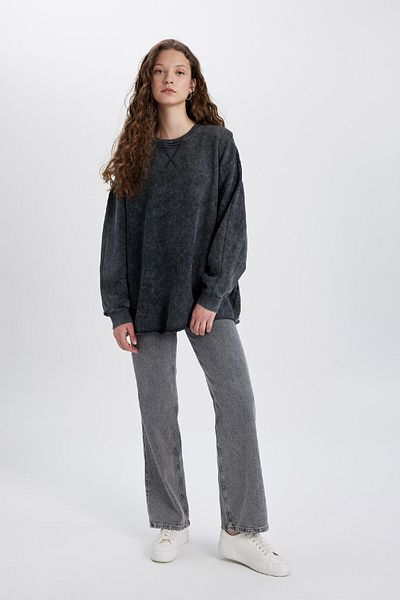 DeFacto Crew Neck Faded Effect Oversize T-Shirt C4575Ax24Sm