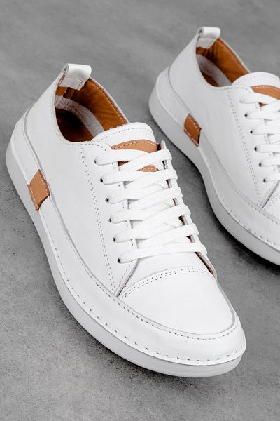 Lal Shoes & Bags Pantofi casual cu șireturi Races pentru femei, piele naturală-alb