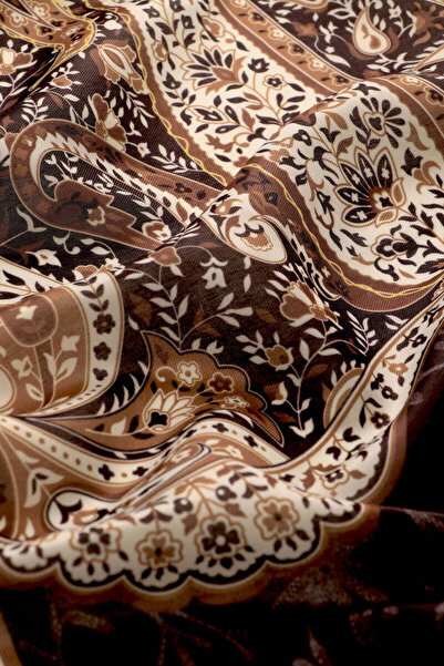 Bursa İpek Μαλακό σάλι με μοτίβο καφέ