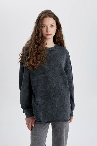 DeFacto Crew Neck Faded Effect Oversize T-Shirt C4575Ax24Sm