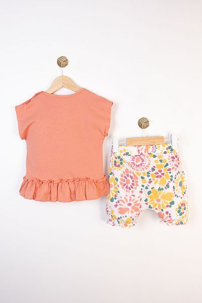 Miniworld Printed Colorful Floral Patterned Flounce Summer Shorts Baby Girl Suit