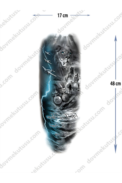 pivok Geçici Kol Kaplama-viking Ve Saat Figürü Geçici Dövme Tattoo(STICKER)