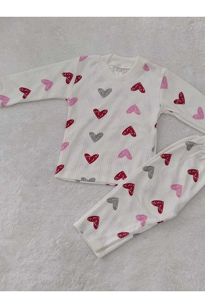 Store Heart Printed Report Baby Kids Pajama Set
