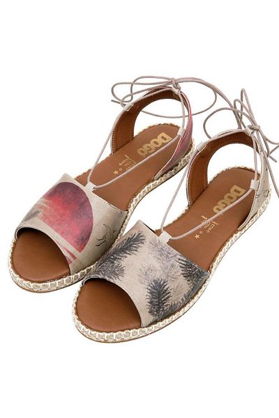 Dogo Women's Vegan Leather Multicolor Lace-Up Sandals - Stork in the Flight Design