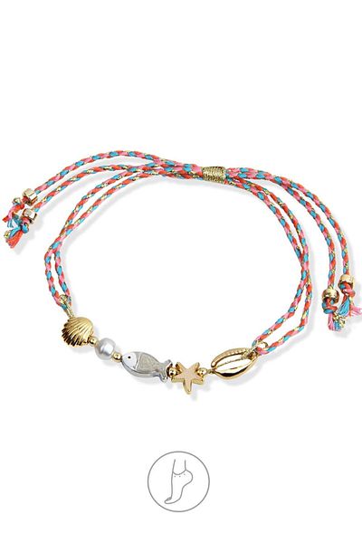 Klips Concept Enameled Fish Detail Double String Anklet