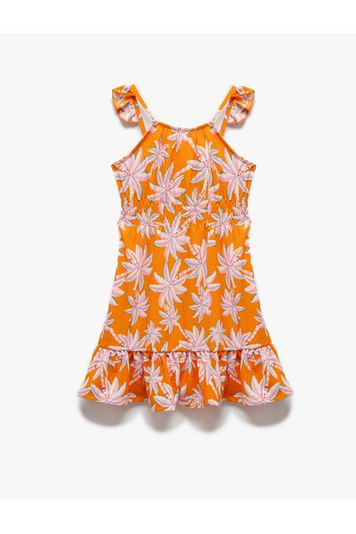 Koton New Season Floral Patterned Strappy Ruffled A-Line Midi Dress