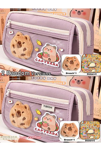 Choice Purple-1doll2sticker 1pc Large Capacity Pencil Case Flip Cover Stationery Pencil Bag Simple Statione