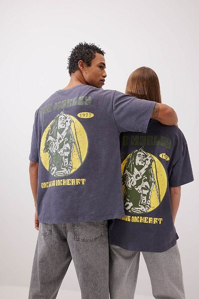 DeFacto Unisex Oversize Fit Crew Neck Back Printed Short Sleeve T-Shirt C5038ax24sm
