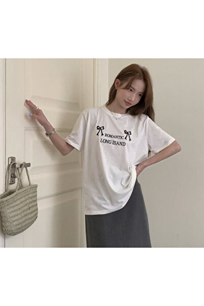 Romantic Longısland Yazılı Beyaz T-shirt