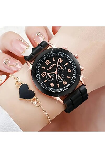 Feron accessories ساعة كوارتز دائرية + طقم سوار TM-B031