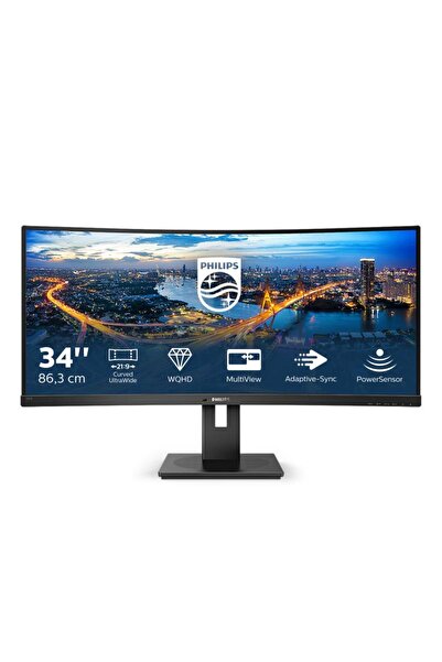 Philips Monitor curbat LED VA Philips 34inch, UltraWide QHD, DisplayPort, Negru, 345B1C
