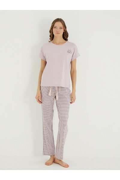İPEKTENİM Set pijamale cu mâneci Gingham