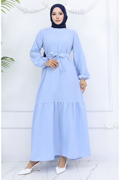 sefamerve Rochie cu curea din țesătură Aerobin 2007-01 Ice Blue