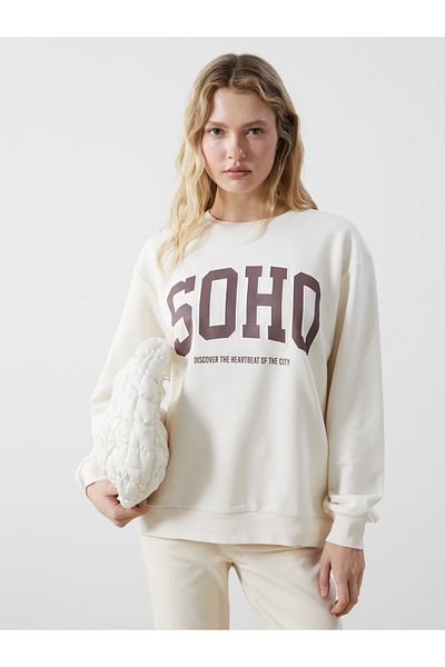 LC Waikiki Γυναικείο φούτερ με στάμπα Crew Neck Oversize