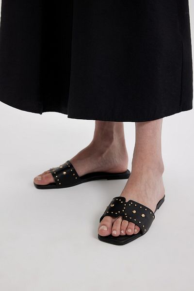DeFacto Damen-Slipper aus Kunstleder - flache Sohle, einzelner Riemen, C3720AX24HS