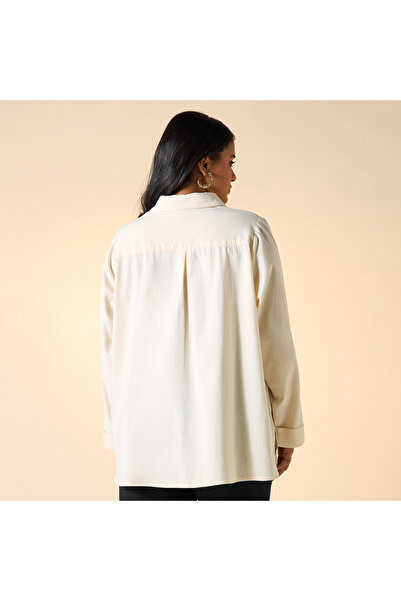 Ulla Popken Cord Embroidered Long Shirt