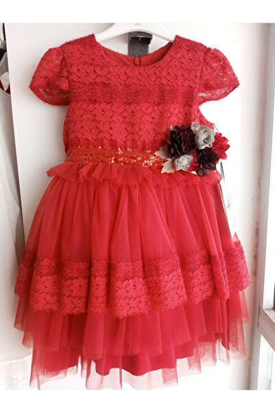 AKŞEN GİYİM Slojevita suknja za devojčice Čipka večernja haljina kratkih ruka...
