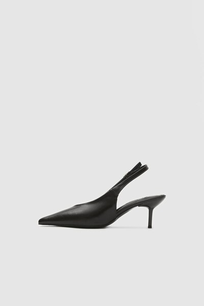 Seniorah Black Skin Banded Women's Heeled Shoes