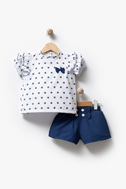 Jikko Baby Kız Bebek Puantiyeli Bluz ve Şort 2'li Takım 3611