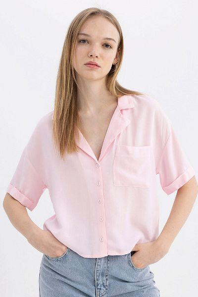 DeFacto Πουκάμισο Coool Oversize με φαρδιά εφαρμογή πιτζάμες με κοντό μανίκι C3751ax24sp