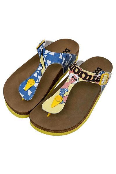 Dogo Women's Vegan Leather Multicolor Flip Flops - Southern California Design