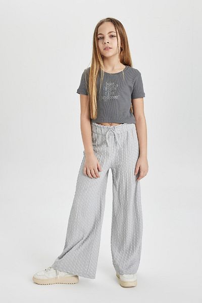 DeFacto Girl's 2 Piece Set Crew Neck Printed Short Sleeve T-Shirt Pants C3814A824Sp