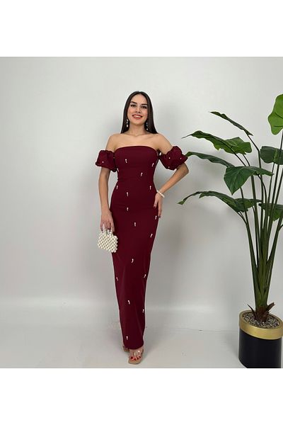 GİZONLY Rochie cu fante din spate cu detaliu din piatră