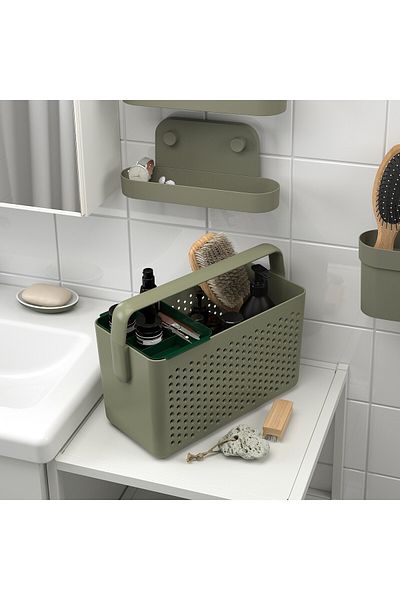 IKEA UPPRÄMEN Storage basket, grey-green, 35 x 17 x 25 cm