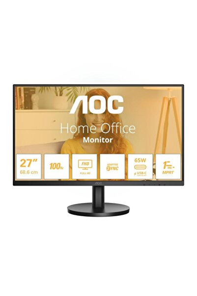 Aoc Monitor AOC, 27 inch, IPS, FHD, 100 Hz, 4 ms, 1 ms, Boxe 2 W x 2, HDMI, USB, hub, USC-C, 27B3CA2, Negru