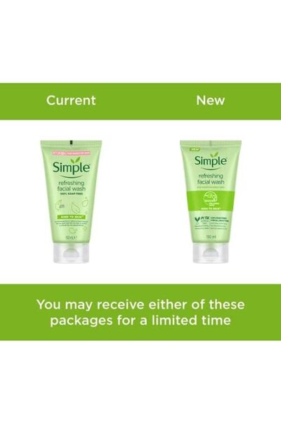 Simple Refreshing Facial Wash, Make-Up Remover With Pro-Vitamin B5