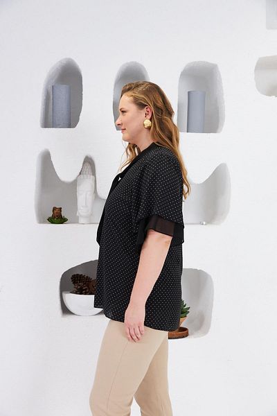 RMG Large Size Scarf Chiffon Blouse - Polka Dot