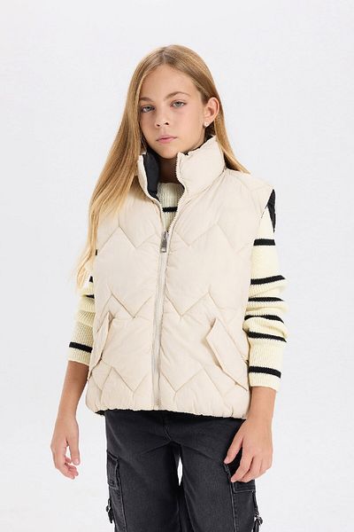 DeFacto Girl's Water Repellent Stand Collar Inflatable Double Sided Vest C4972A824Au