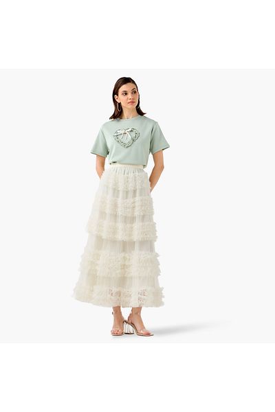 2Xtremz 2Xtremz Ruffle Detail Maxi Skirt with Elasticated Waistband