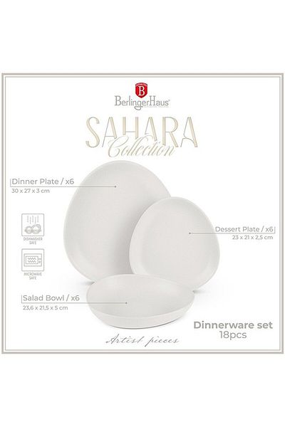 Berlinger Cream Dinner Set Dining Set Of 18 Plates Farfurii Sahara Collection Dishwasher Microwave Safe