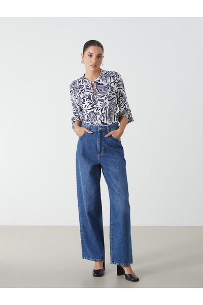 LC Waikiki Tie Collar Patterned Women's Blouse
